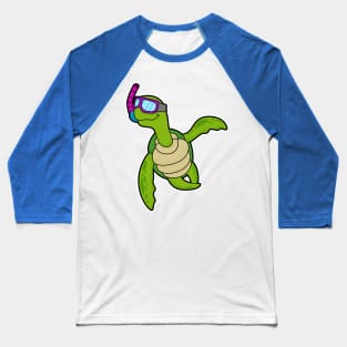 Turtle at Swimming with Snorkel Baseball T-Shirt